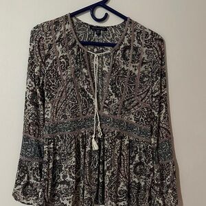 American Eagle Outfitters Paisley Blouse - Black and Cream‎